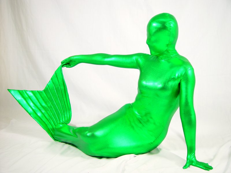 Mermaid Shiny Spandex Zentai Zentai Suit Green
